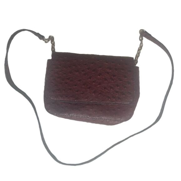 HOUSE OF JOR burgundy faux leather ostrich print crossbody - Picture 5 of 6